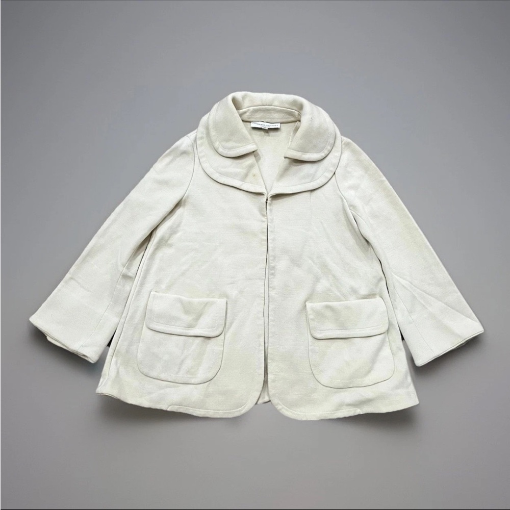 Carolina Herrera Womens Size 8 Ivory Full Sleeve Wool Classic Style Coat Luxury